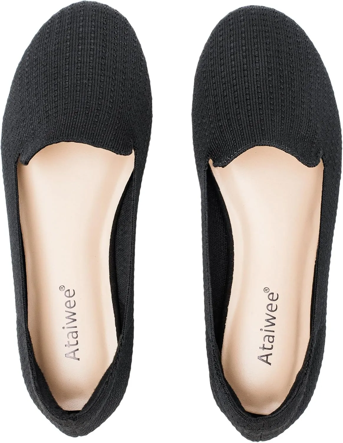 Ataiwee Women's Wide Width Flat Shoes, Fashion Comfortable Plus Size Cute Round Toe Slip on Loafer Shoes.