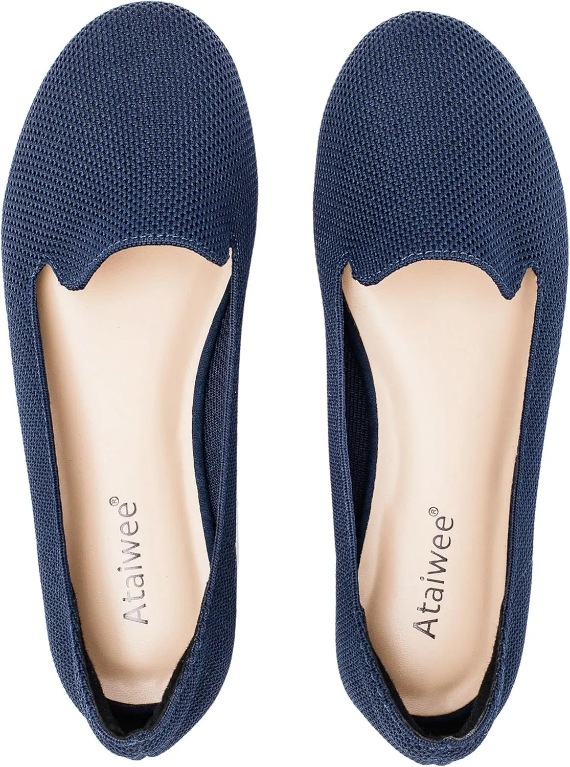 Ataiwee Women's Wide Width Flat Shoes, Fashion Comfortable Plus Size Cute Round Toe Slip on Loafer Shoes.
