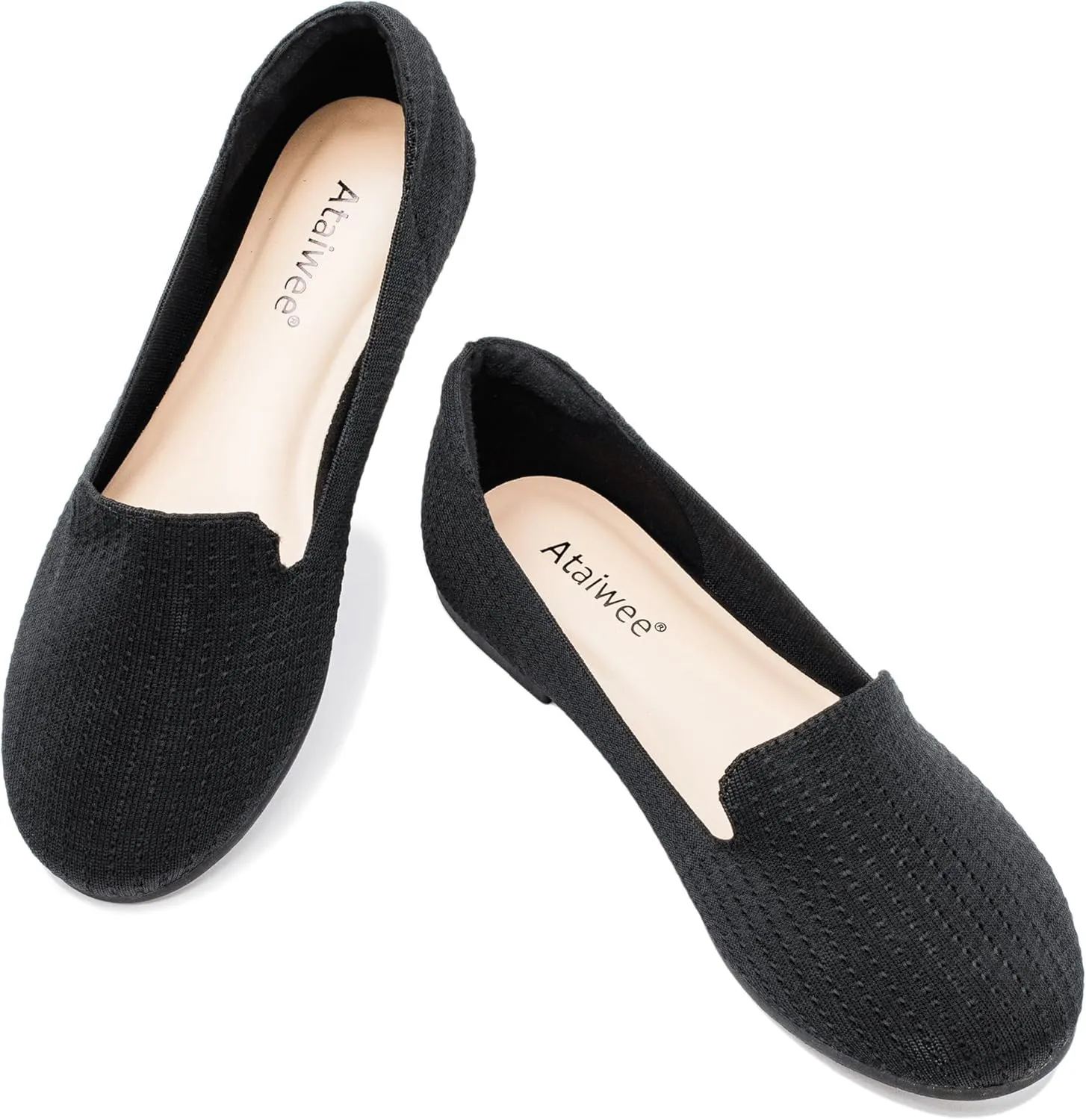 Ataiwee Women's Wide Width Flat Shoes, Fashion Comfortable Plus Size Cute Round Toe Slip on Loafer Shoes.