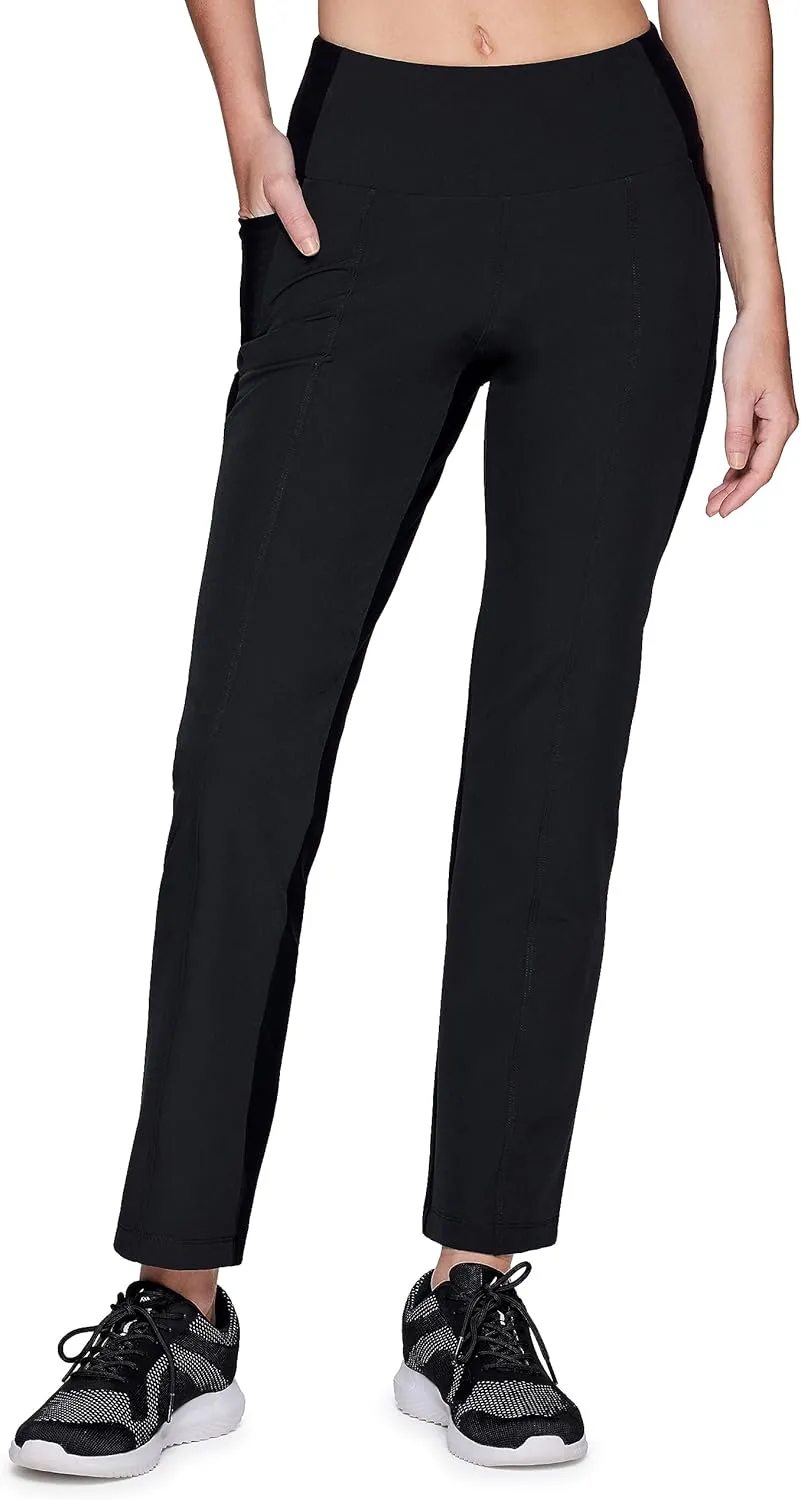 Avalanche Women's Hybrid Pant with Pockets, Elastic Waistband Quick Dry Woven/Knit Straight Leg Pant for Hiking, Casual Wear