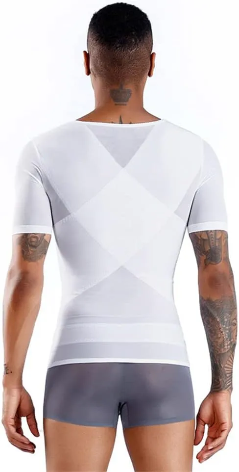 BaronHong Men Shapewear Slimming Body Shaper Compression Shirt Short Sleeve Top Underwear for Tummy Control Waist Trainer