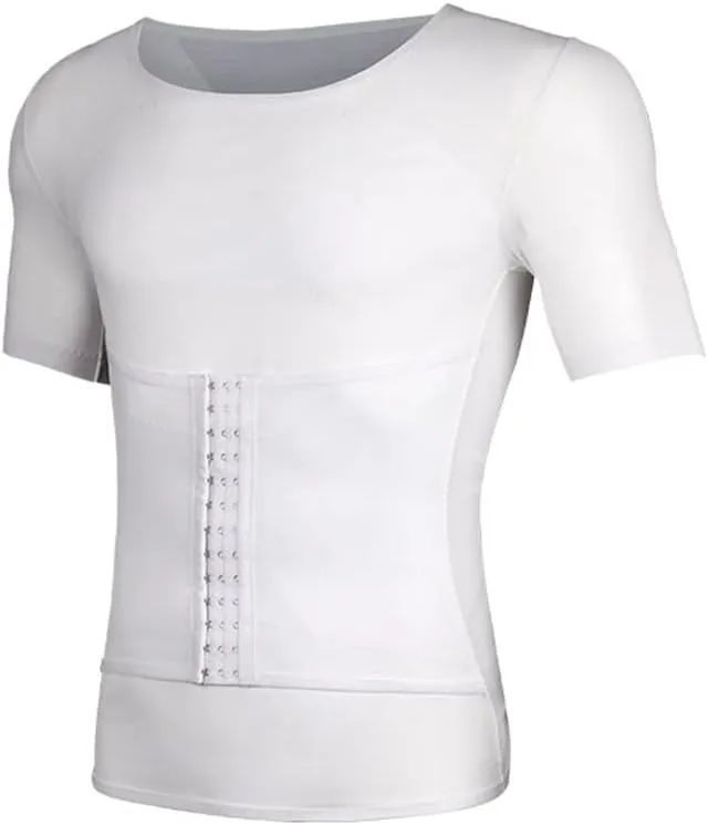 BaronHong Men Shapewear Slimming Body Shaper Compression Shirt Short Sleeve Top Underwear for Tummy Control Waist Trainer