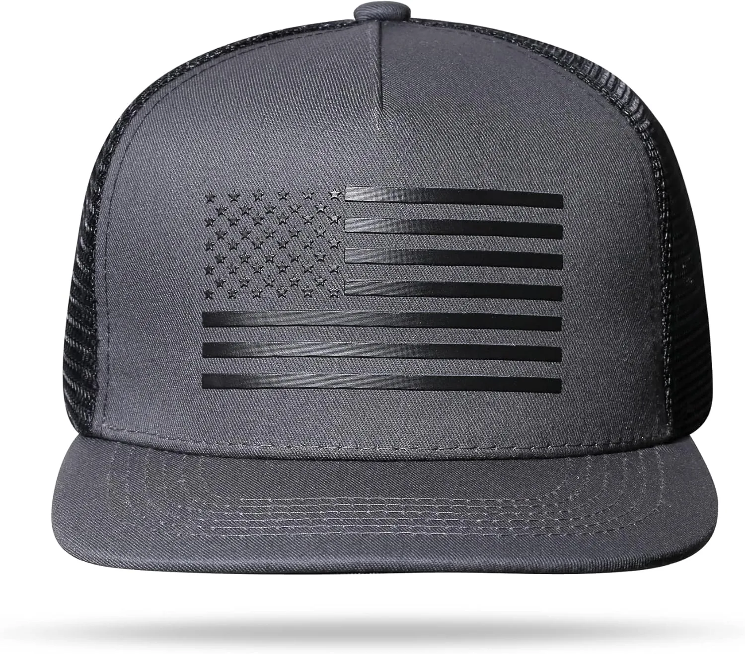 Baseball Cap, Snapback Trucker Hat for Men & Women with American Flag and Adjustable, Breathable Mesh, Flat Bill Hats