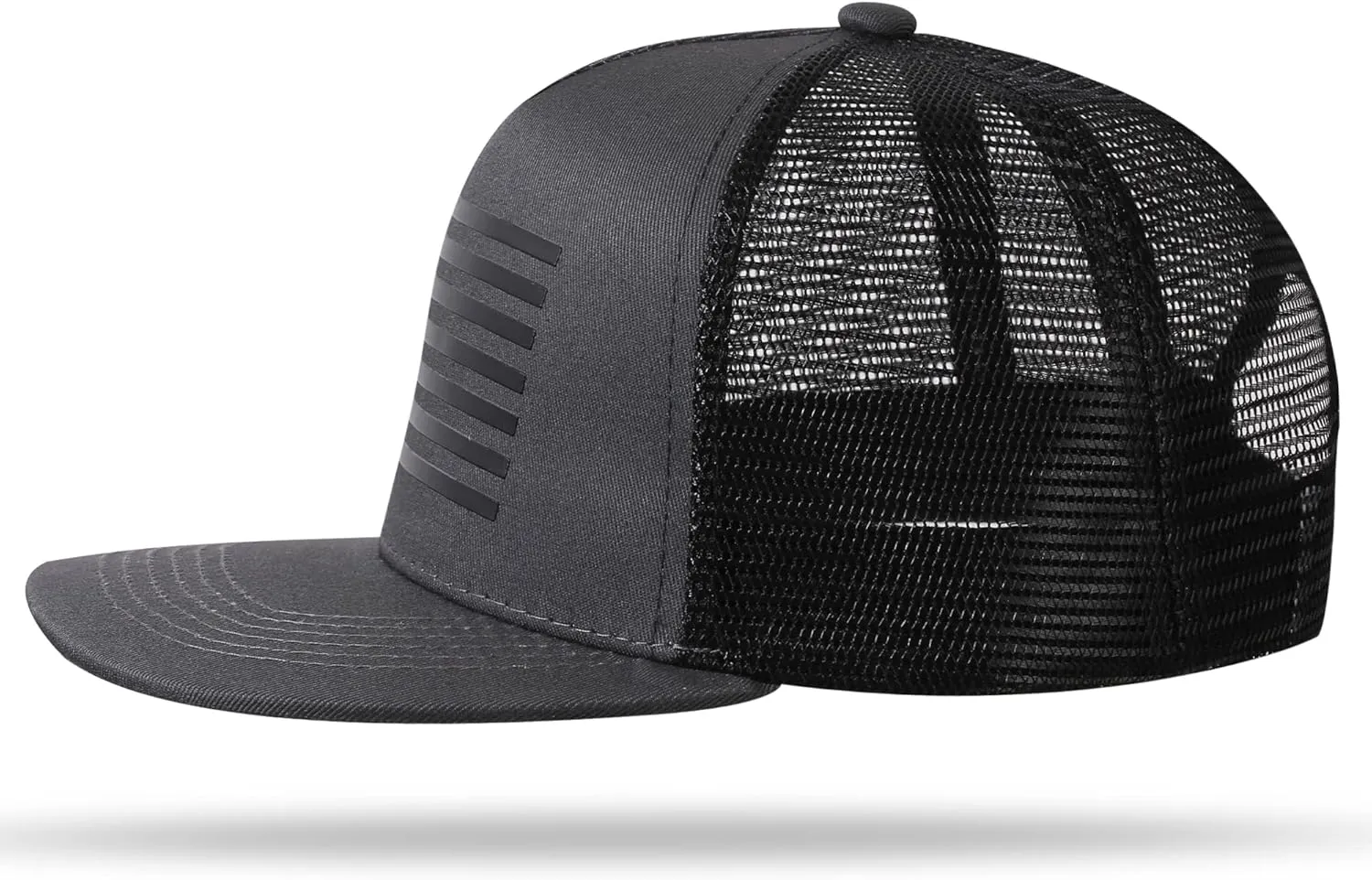 Baseball Cap, Snapback Trucker Hat for Men & Women with American Flag and Adjustable, Breathable Mesh, Flat Bill Hats