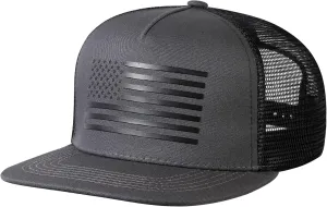 Baseball Cap, Snapback Trucker Hat for Men & Women with American Flag and Adjustable, Breathable Mesh, Flat Bill Hats