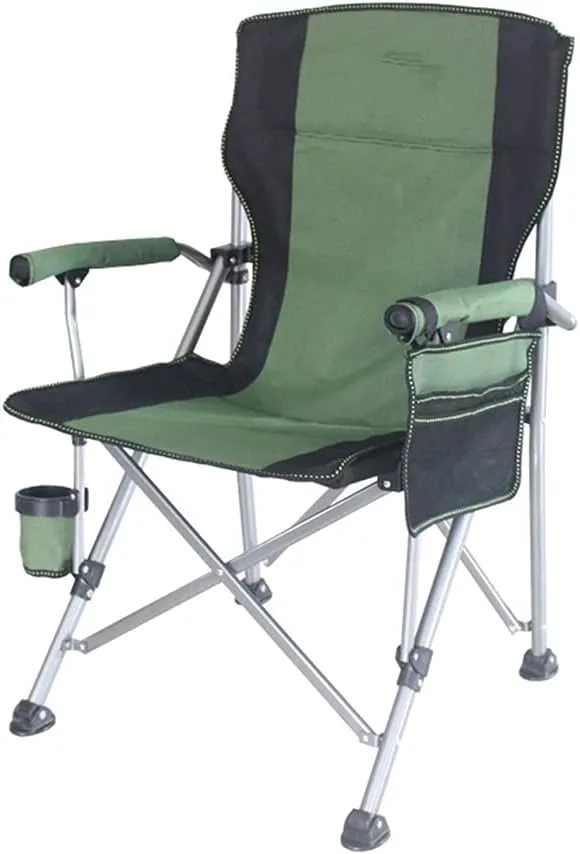 Beach Chair Folding Camping Chair,Upholstered Armrest Folding Chair,with Cup Holder Mesh Side Pockets,Can Support 308 Pounds (Color : Blue)