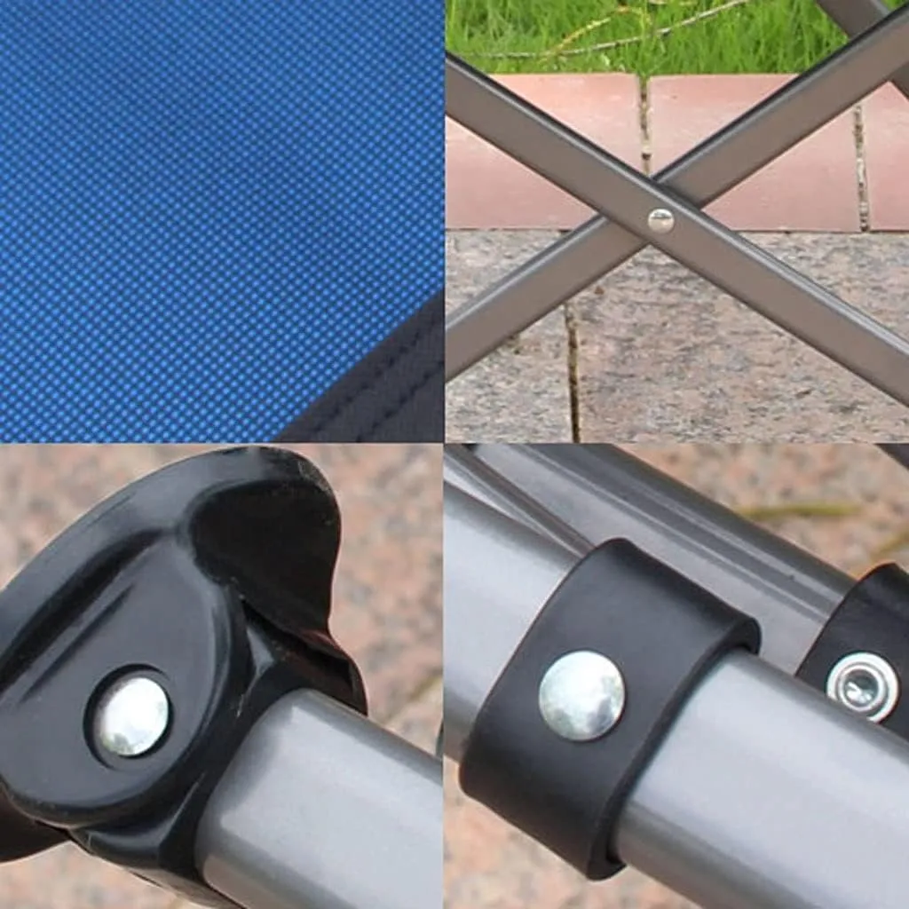 Beach Chair Folding Camping Chair,Upholstered Armrest Folding Chair,with Cup Holder Mesh Side Pockets,Can Support 308 Pounds (Color : Blue)