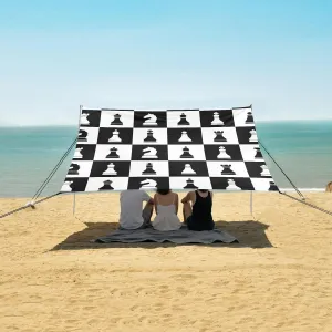 Beach Shade Tent with UPF50  UV Protection,Black and White Chessboard Lightweight Camping Sun Shelter for Outdoor,Camping Trips, Fishing, Backyard,Picnics,Easy Set Up and Carry 9x10.5 FT