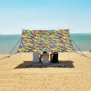 Beach Shade Tent with UPF50  UV Protection,Colorful Fishing Lures and Baits Lightweight Camping Sun Shelter for Outdoor,Camping Trips, Fishing, Backyard,Picnics,Easy Set Up and Carry 9x10.5 FT