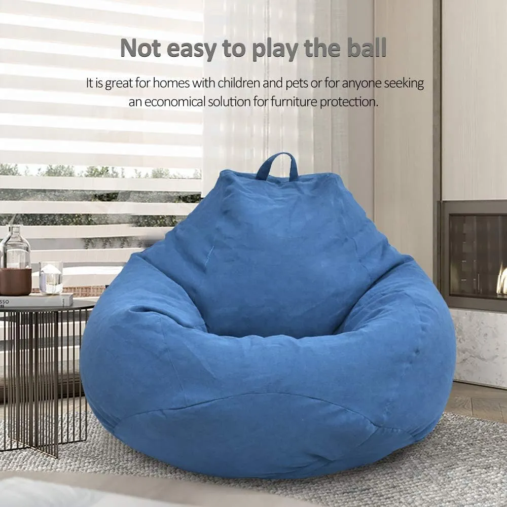 Bean Bag Chair Sofa Cover(No Filler), Lazy Lounger High Back Large Bean Bag Storage Chair Cover Sack for Adults and Kids Without Filling (Blue, XL)