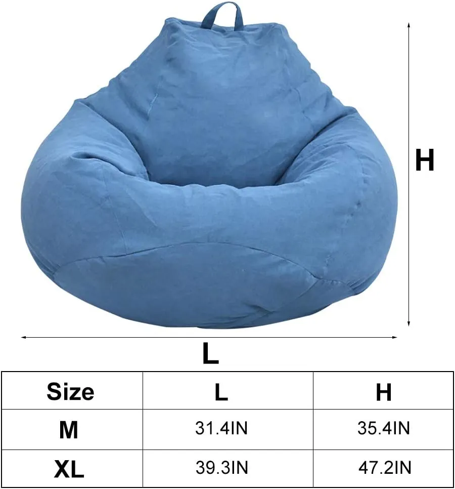 Bean Bag Chair Sofa Cover(No Filler), Lazy Lounger High Back Large Bean Bag Storage Chair Cover Sack for Adults and Kids Without Filling (Blue, XL)