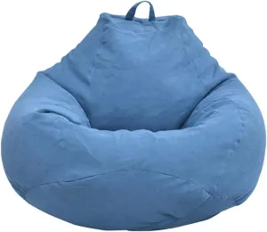 Bean Bag Chair Sofa Cover(No Filler), Lazy Lounger High Back Large Bean Bag Storage Chair Cover Sack for Adults and Kids Without Filling (Blue, XL)