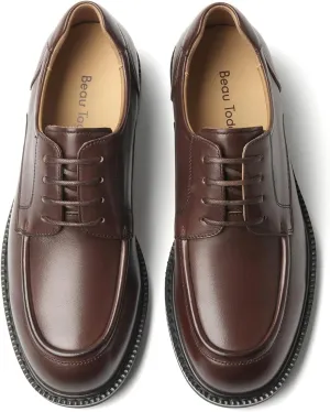 BEAU TODAY Oxford Shoes for Women,Leather Brogue Dress Shoes,Comfort Brethable Ladies Lace-up Handmade Wingtip Shoes for Business Work
