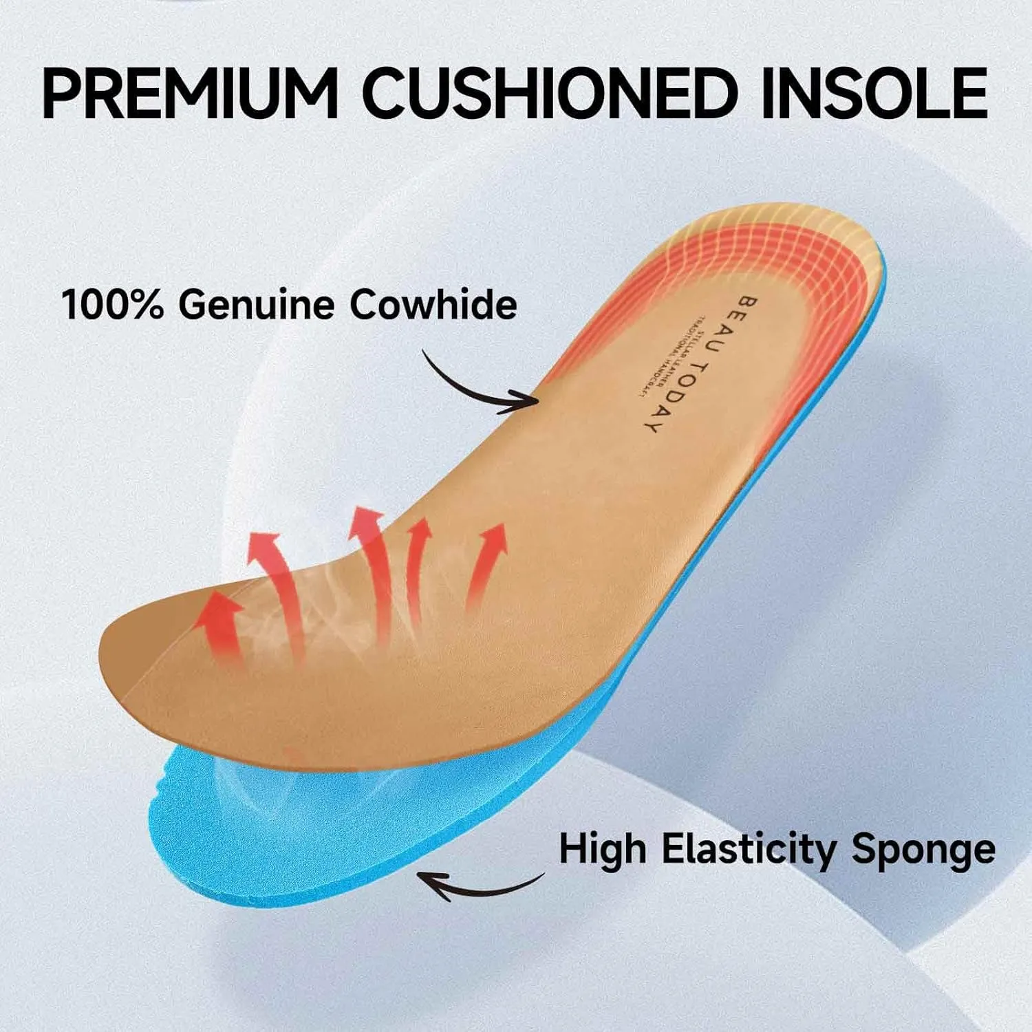 BEAU TODAY Oxford Shoes for Women,Leather Brogue Dress Shoes,Comfort Brethable Ladies Lace-up Handmade Wingtip Shoes for Business Work
