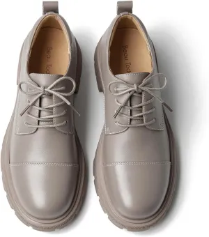 BEAU TODAY Womens Oxford Shoes,Leather Lace-Up Oxfords for Women,Formal Chunky Comfortable Brethable Round Toe Non Slip Business Work Casual Office Dress Shoes