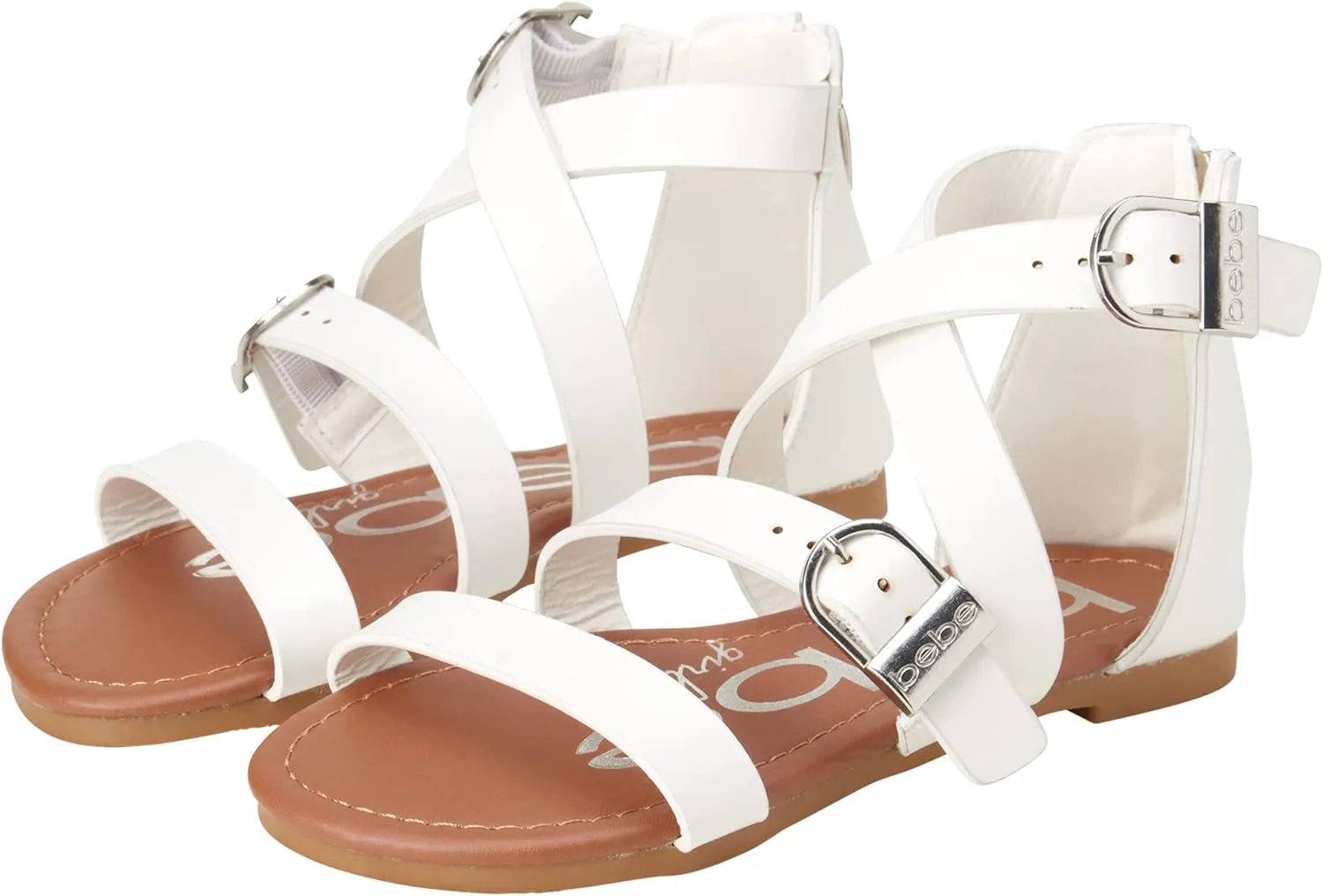 bebe Girls Sandals - Open Toe Summer Easter Strappy Flat Dress Gladiator Sandals with Cushioned Sole
