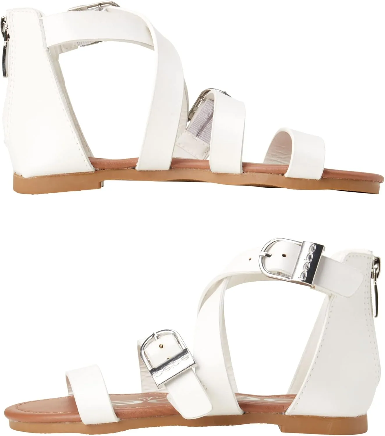 bebe Girls Sandals - Open Toe Summer Easter Strappy Flat Dress Gladiator Sandals with Cushioned Sole