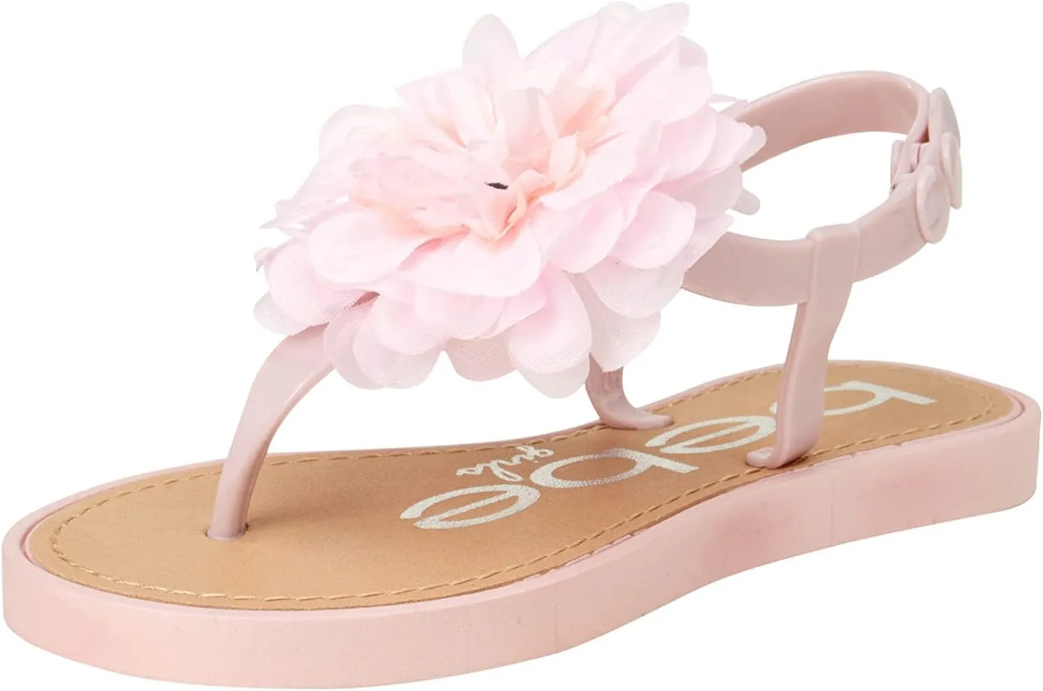 bebe Girls' Sandals - Open Toe Summer Flat Dress Shoes Snap Buckle Sandals with Chiffon Flower Design and Cushioned Sole