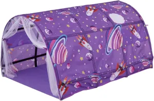 Bed Tent 55x39.4x31.5in Oxford Cloth Safe & Fun Planet Themed Full Size Bed Tent Portable Kids Play Tunnel with Net Curtain for Indoor Home &&