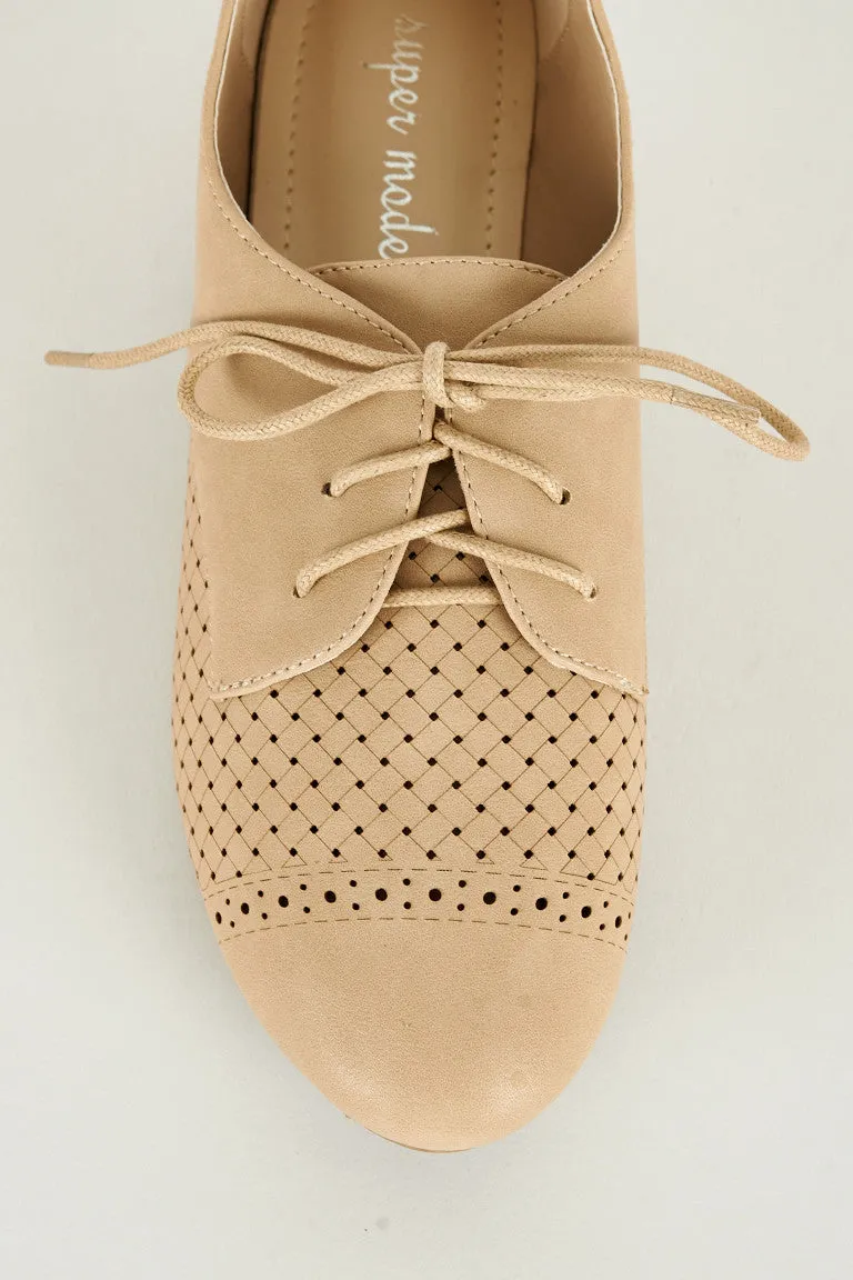 Beige Oxford Cut Out Shoe