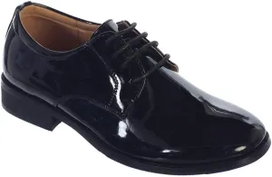 Big Boys Patent Matte Dress Oxford Special Occasion Christening First Communion Wedding Formal Shoes #107 Black Shiny Finish Size Youth 7