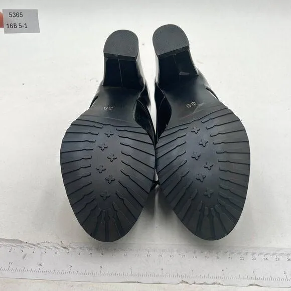Black Casual Lace Up Oxford Pumps Chunky Heel Classic Round Toe Dress Shoes
