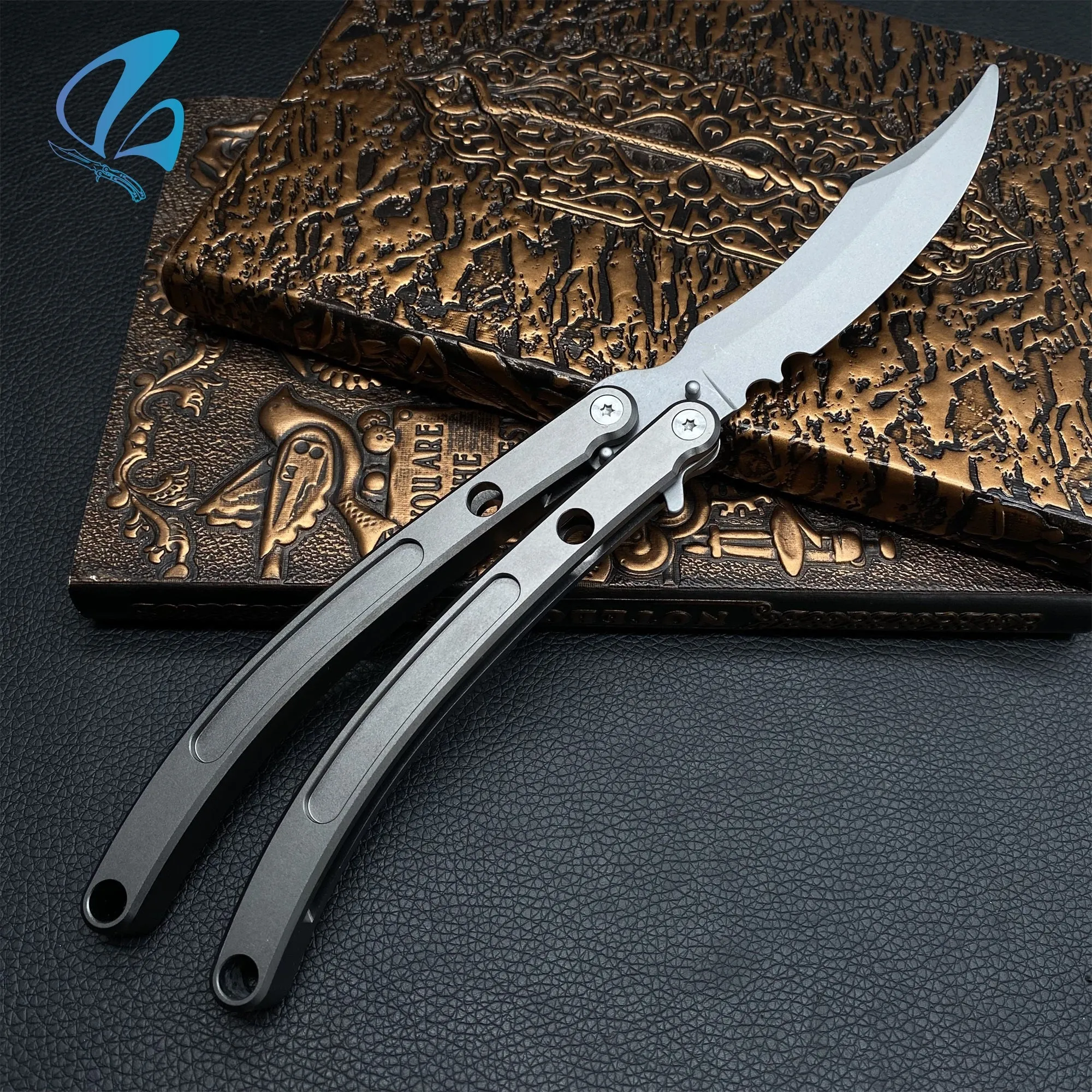Black Market Butterfly Knife Trainer CNC Aluminium Handle Steel Blade Balisong Trainer