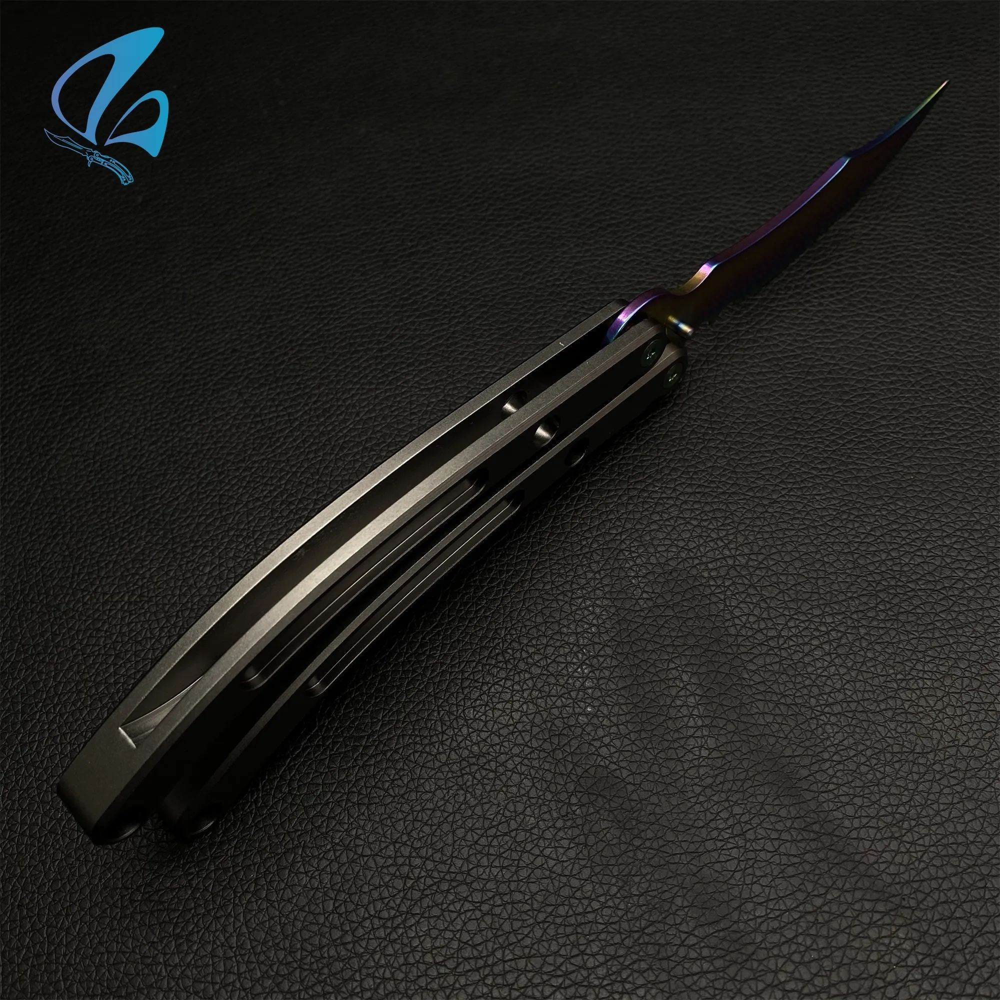 Black Market Butterfly Knife Trainer CNC Aluminium Handle Steel Blade Balisong Trainer
