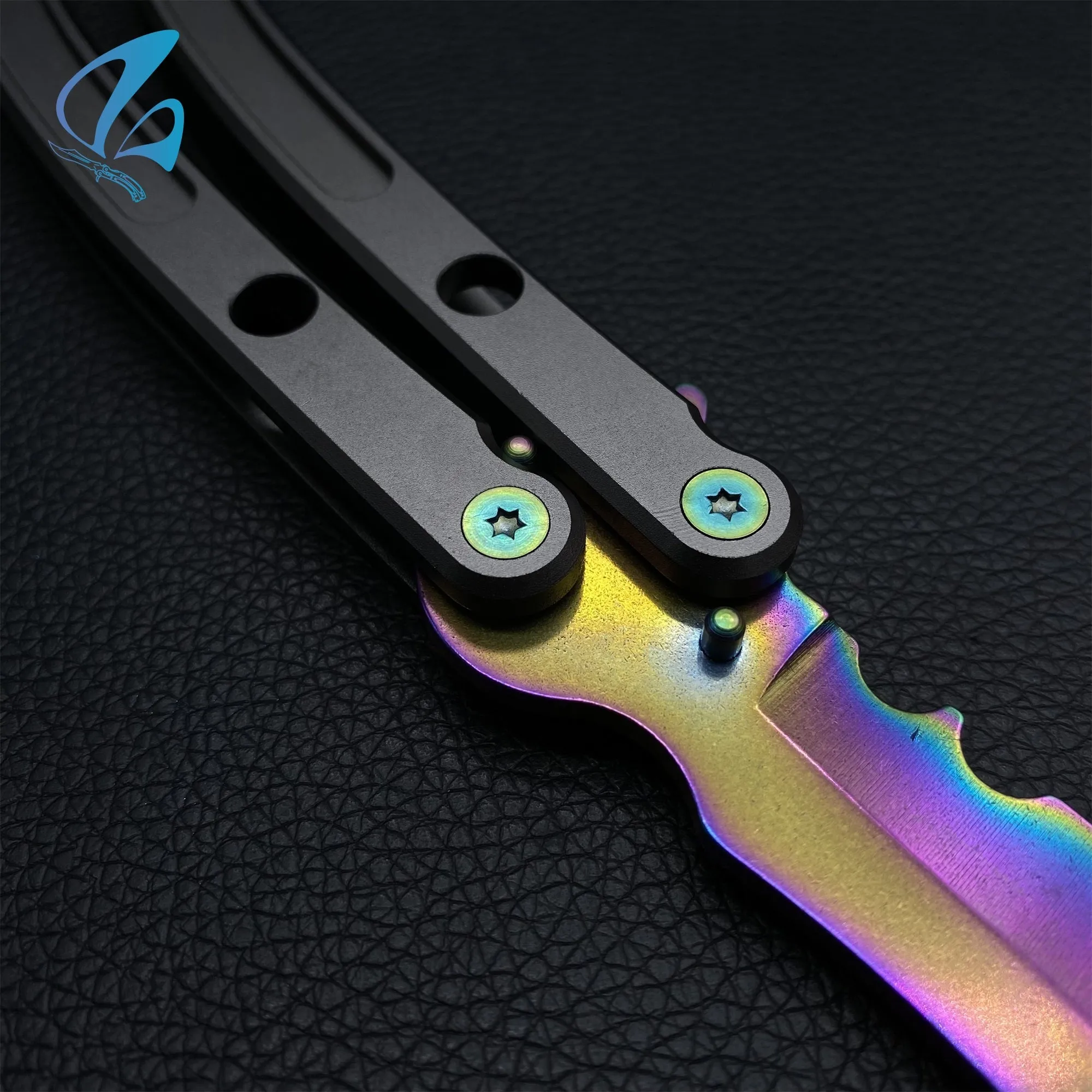 Black Market Butterfly Knife Trainer CNC Aluminium Handle Steel Blade Balisong Trainer