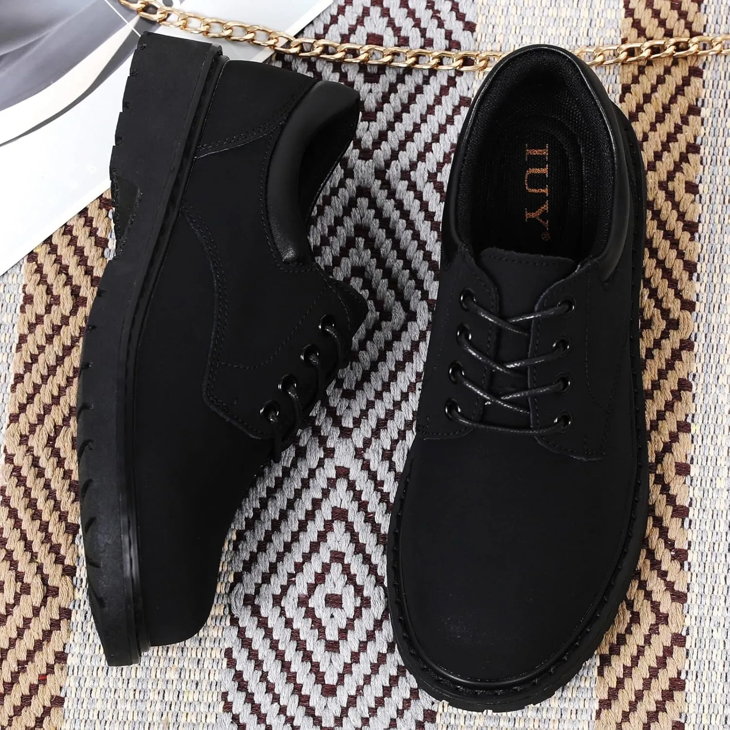 Black Oxford Shoes for Women Leather Work Office Non Slip Dress Shoes Comfortable Shoes
