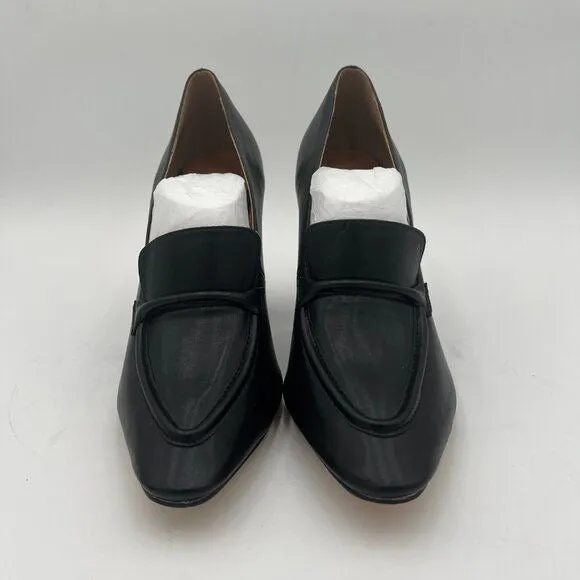 Black Women Chunky High Heels Round Toe Oxford Loafer Shoe