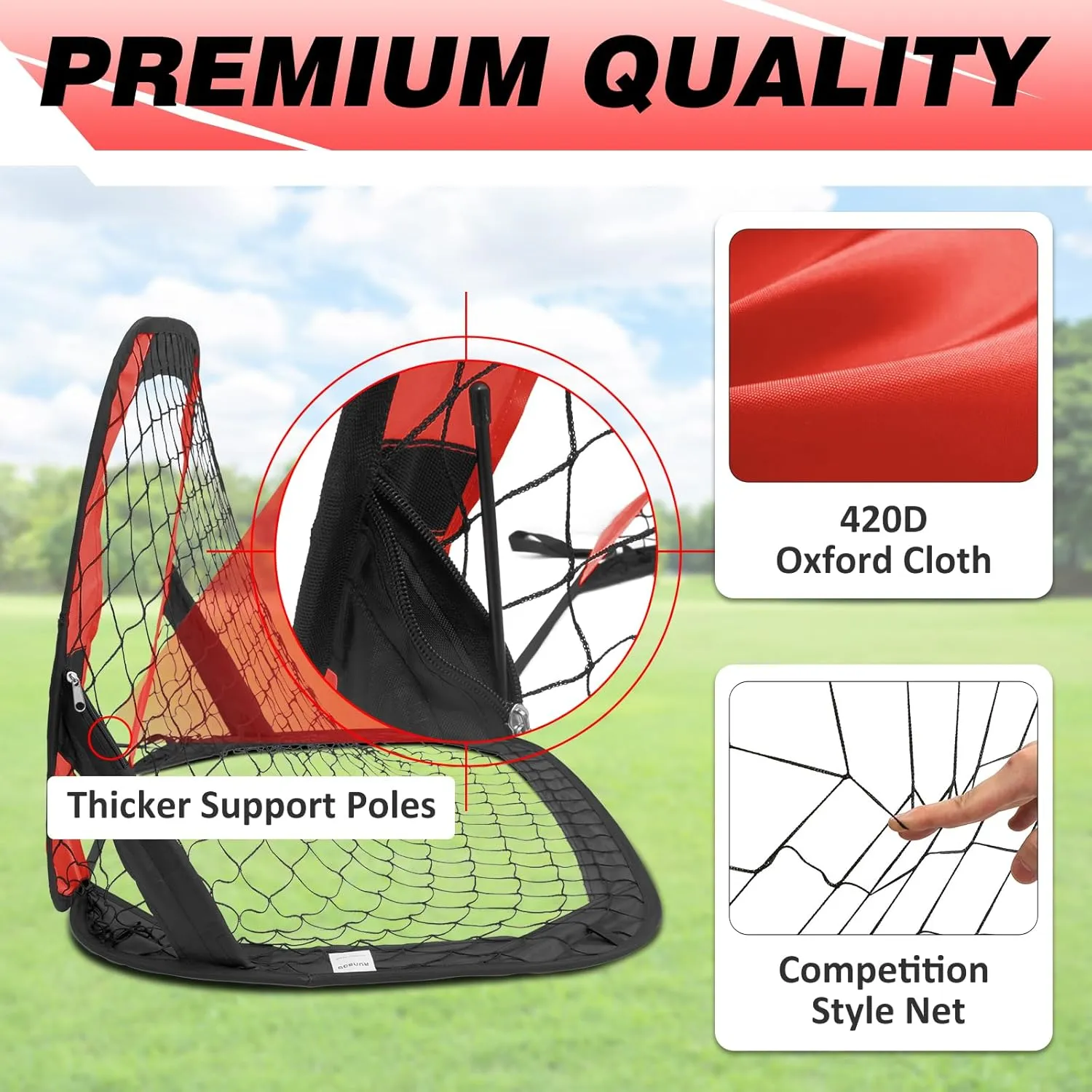 BOHEN Pop Up Soccer Goals for Kids-Foldable Portable Soccer Net for Outdoor Indoor Backyard Beach(3.3x2.2FT)