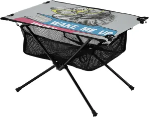 Bolaz Outdoor Folding Portable Picnic Camping Table-Funny Cat and Book Print,Storage Mesh for Camping Gear Accessories, Hiking, Mountaineering, Outdoor Travel