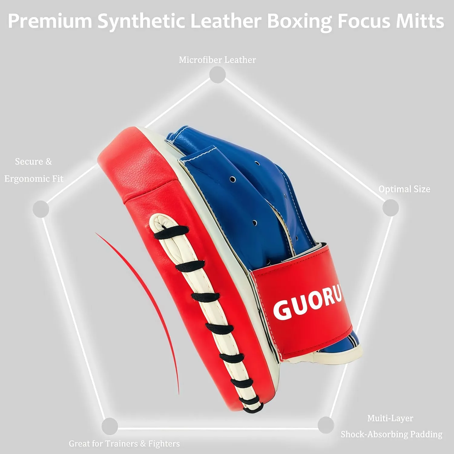 Boxing Mitts, MMA Punching Mitts, Microfiber Leather - Ideal Padding & Stability, Focus Punch Mitt, Target Focus Pads, Kick Shield for Muay Thai Training