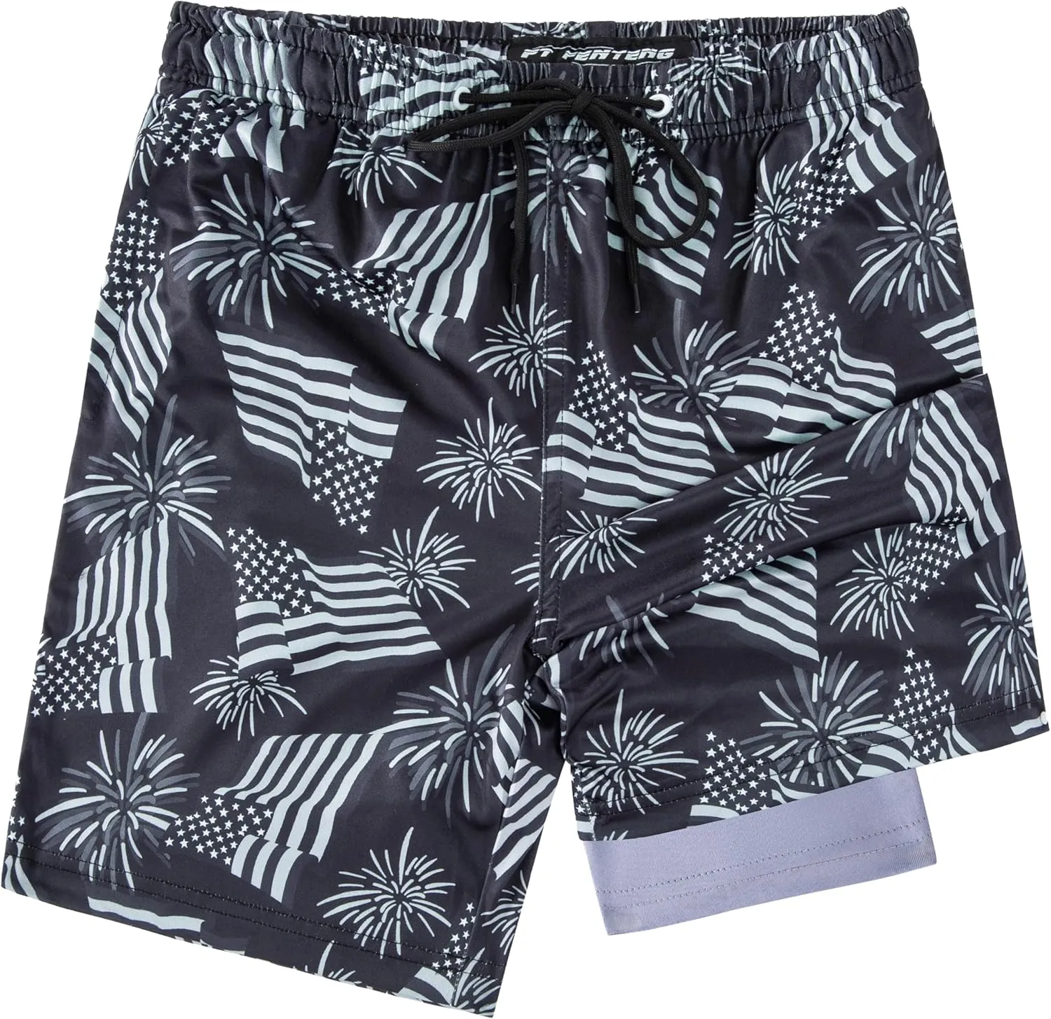 Boys Swim Trunks with Compression Liner Boys Stretch Swim Shorts Quick Dry 2 in 1 Beach Shorts 4-17 Y