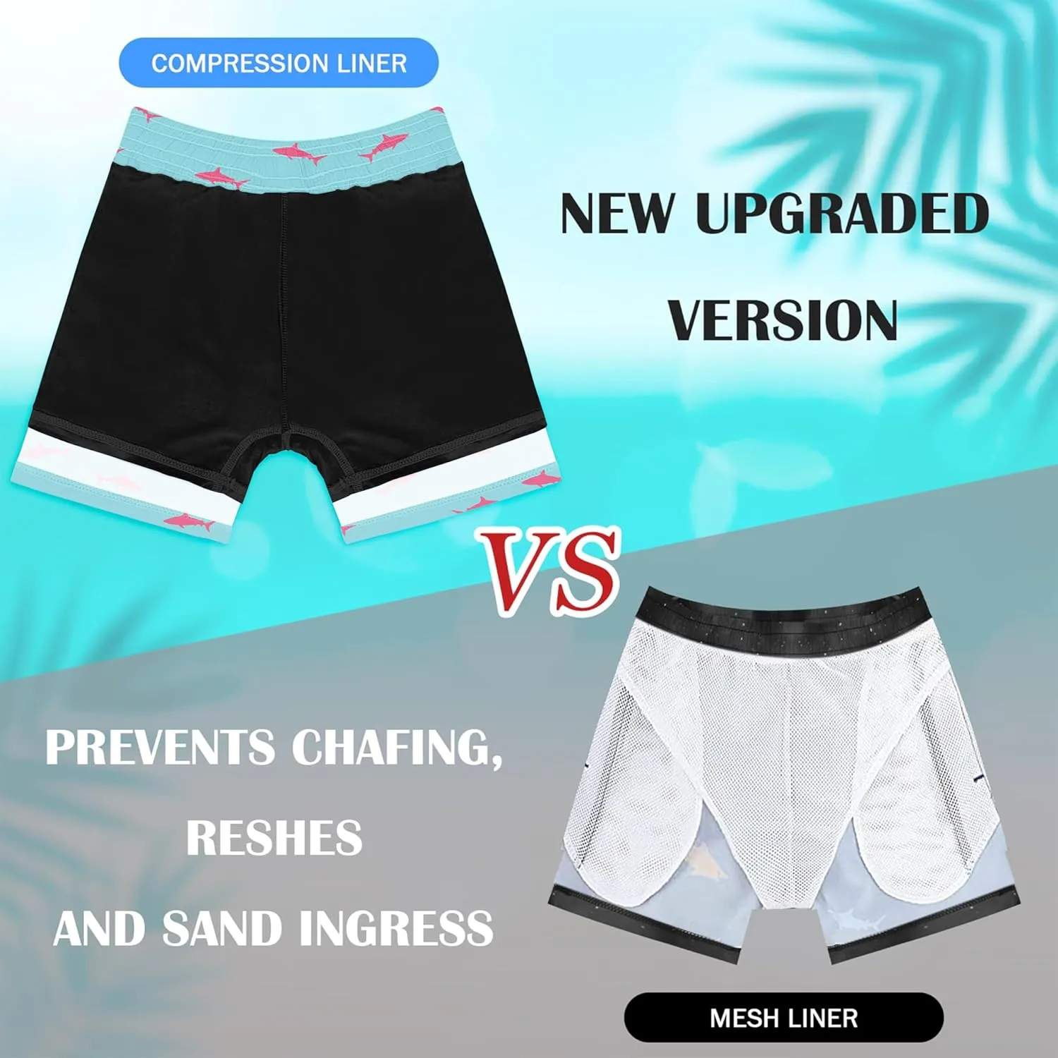 Boys Swim Trunks with Compression Liner Boys Stretch Swim Shorts Quick Dry 2 in 1 Beach Shorts 4-17 Y