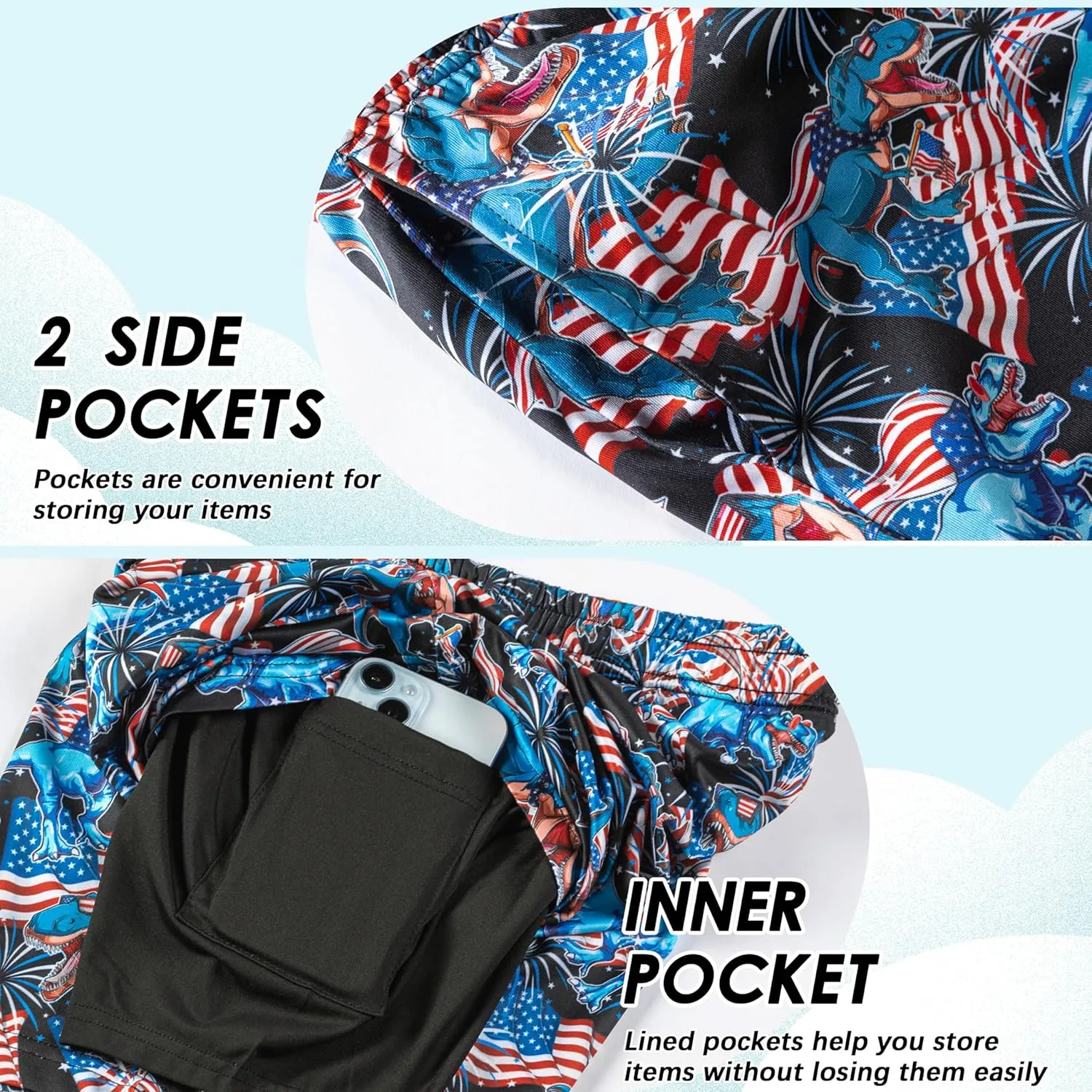Boys Swim Trunks with Compression Liner Boys Stretch Swim Shorts Quick Dry 2 in 1 Beach Shorts 4-17 Y