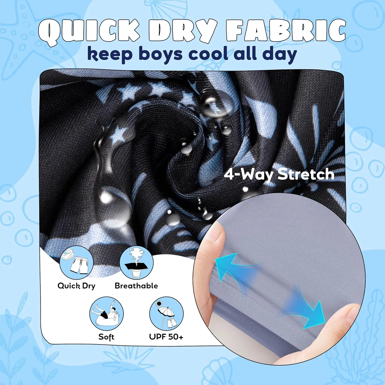 Boys Swim Trunks with Compression Liner Boys Stretch Swim Shorts Quick Dry 2 in 1 Beach Shorts 4-17 Y