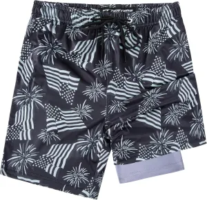 Boys Swim Trunks with Compression Liner Boys Stretch Swim Shorts Quick Dry 2 in 1 Beach Shorts 4-17 Y
