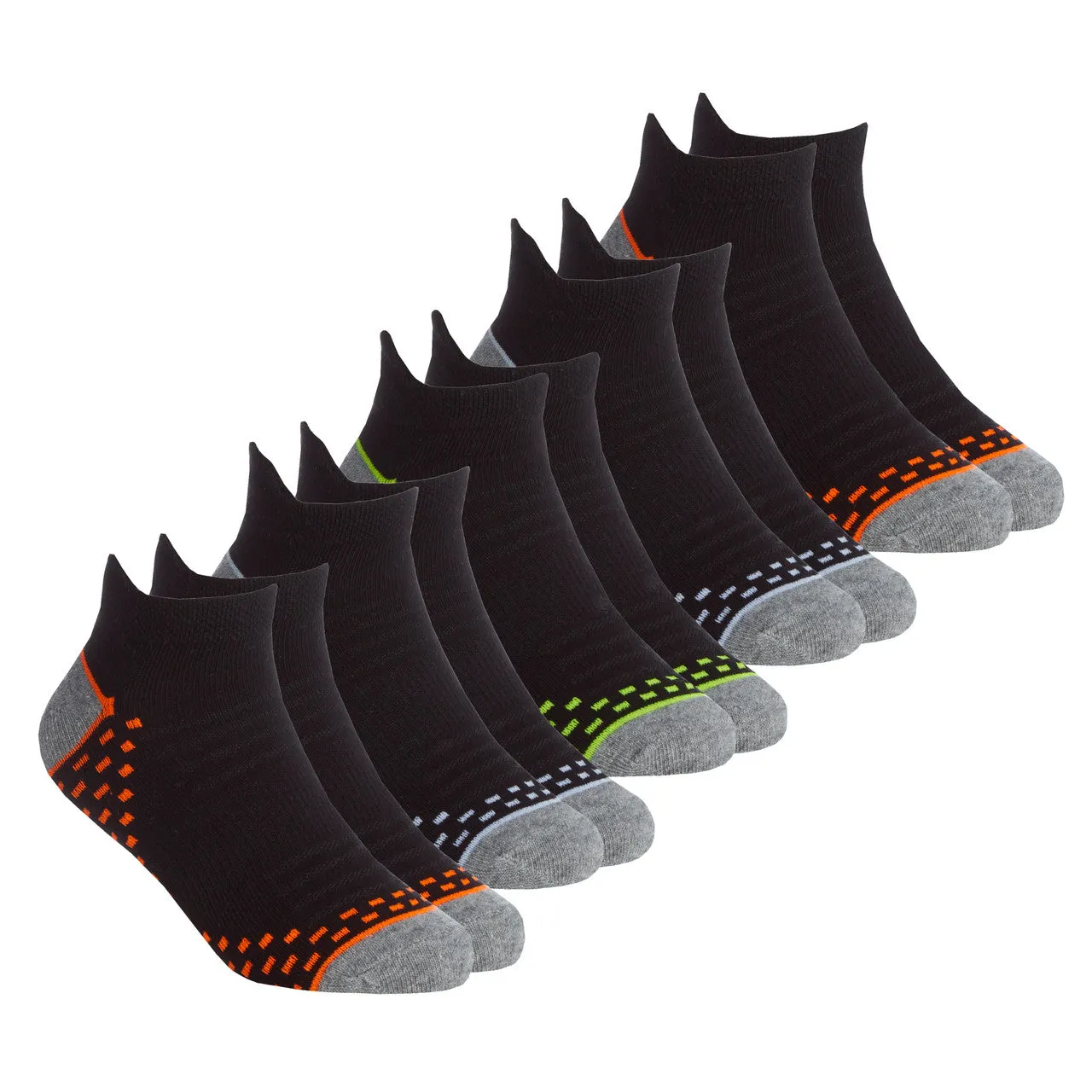 Boys Trainer Liner Sport Mesh Vents Socks Orange Lines - 5 Pairs