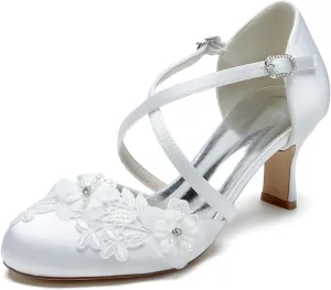 Bride Sandals Mid Heel Shoes for Women Bridal Shoes for Wedding Closed Toe High Heels Pumps Heeled Sandal Comfortable Dress Shoes