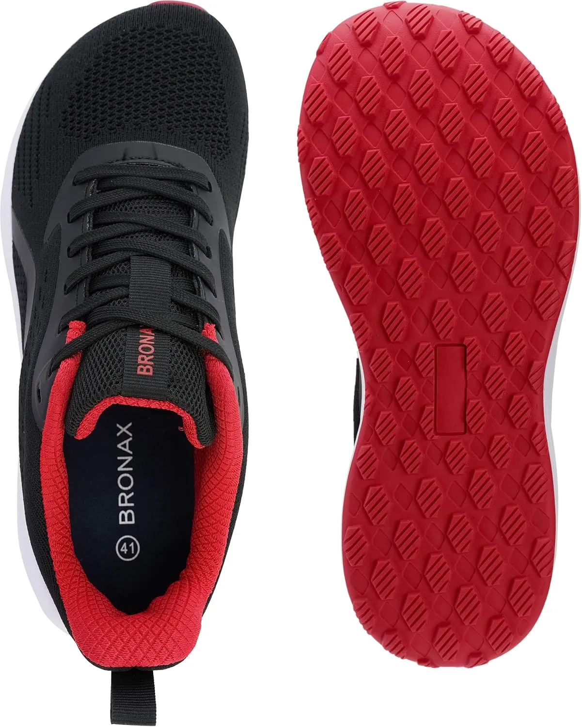BRONAX Men's Wide Cushioned Supportive Road Running Shoes | Wide Toe Box | Rubber Outsole