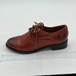 Brown Women Leather Classic Lace up Oxford Low Heel Round Toe Casual Dress Pump
