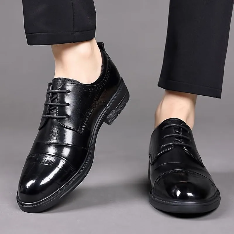 Business Suits Dress Shoes Men's Spring New Leather Casual Oxfords Groom's Wedding Formal Shoes(8.5)