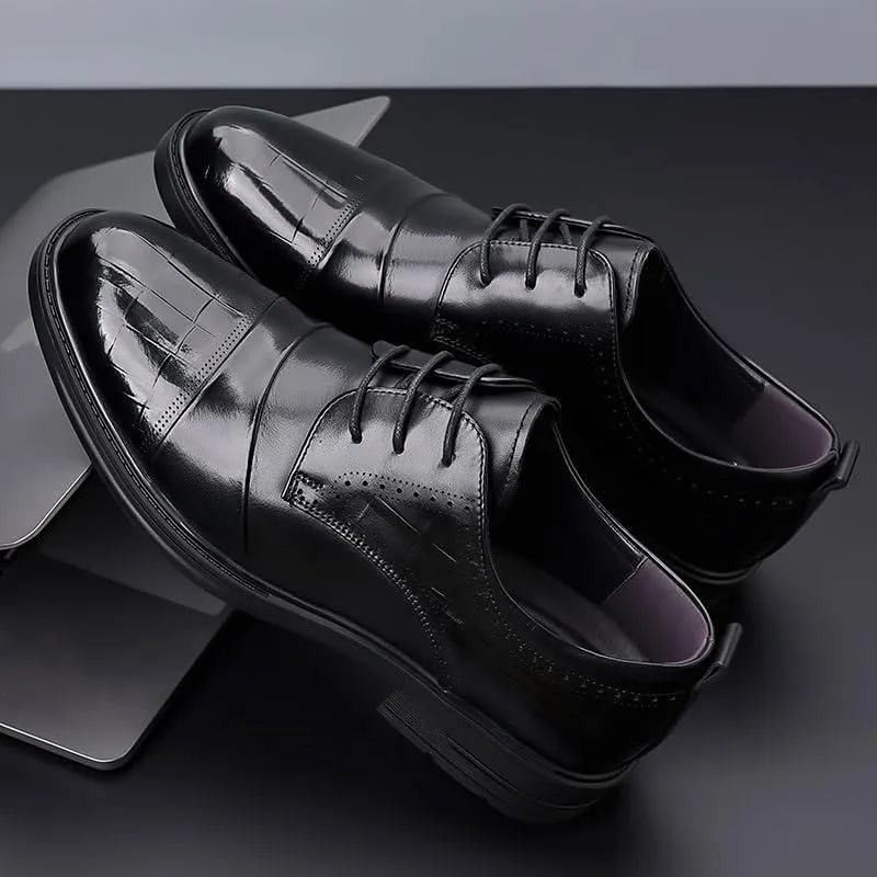 Business Suits Dress Shoes Men's Spring New Leather Casual Oxfords Groom's Wedding Formal Shoes(8.5)
