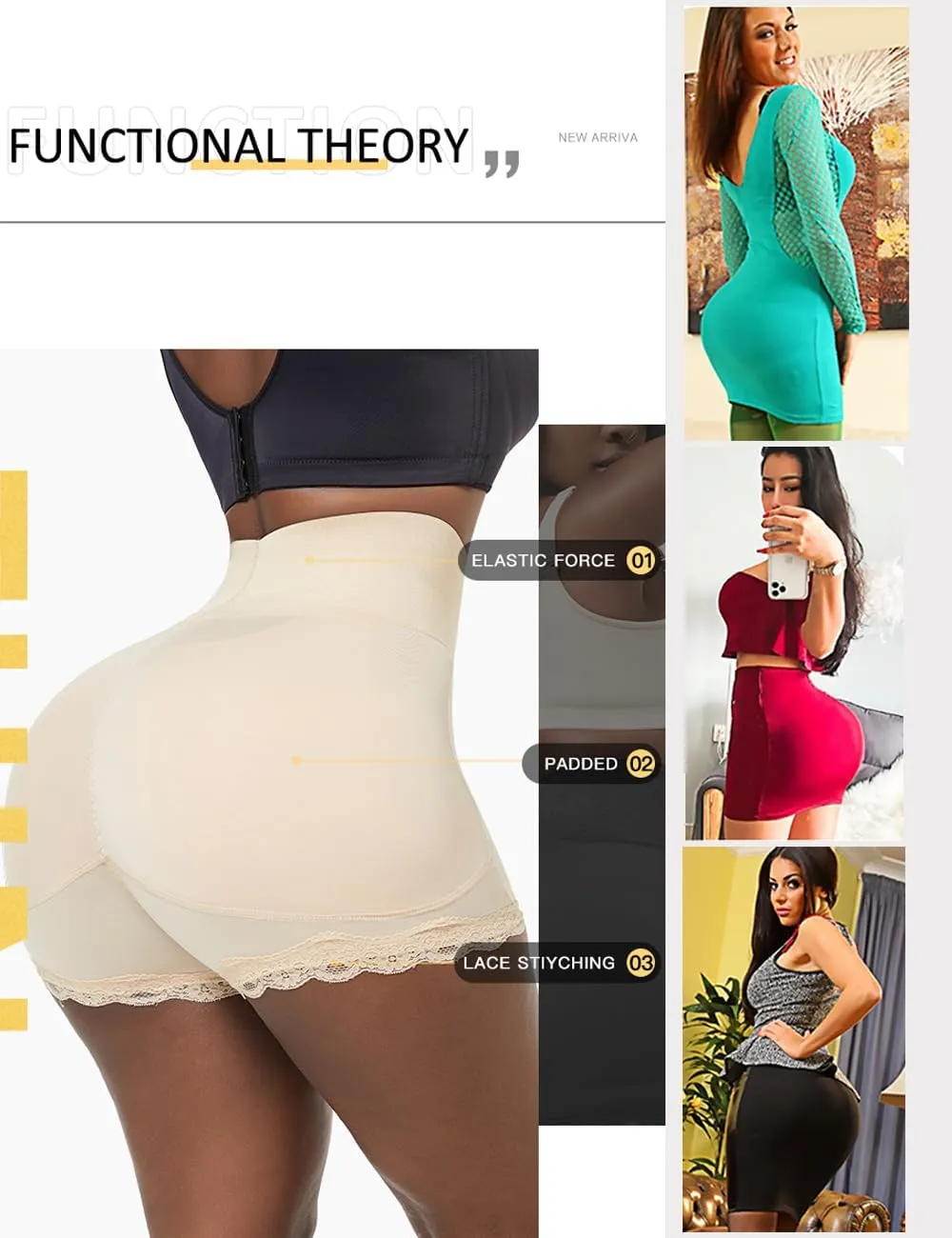 Butt Lifting Shapewear Underwear Padded Fake Booty Shorts Waist Trainer Body Shaper Hips Lifter Pads Panties
