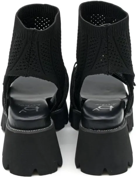 by ashinagaojisan 8990017 Women's Boots Sandals, Knit Sandals, Thick Sole, S-LL, Black, Khaki, Heel Height, 3.0 inches (7.5 cm)