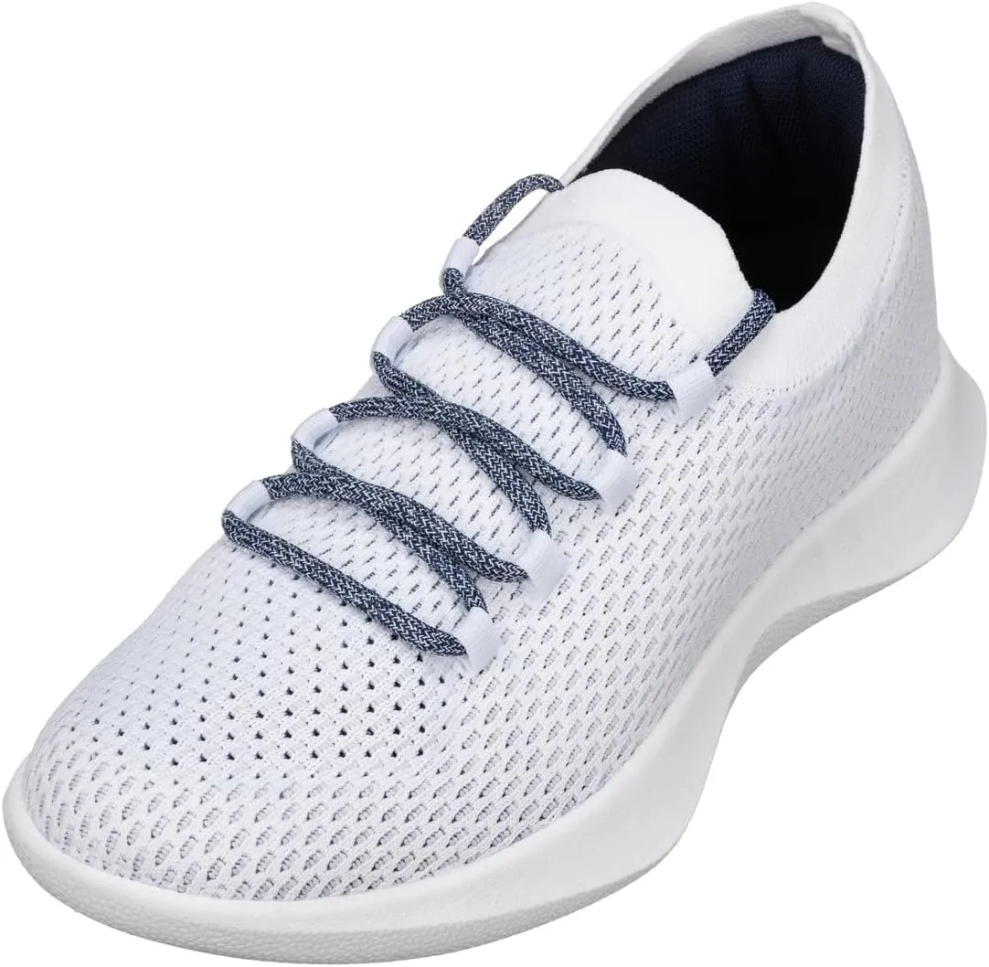CALTO Men's Invisible Height Increasing Elevator Shoes - White/Blue Ultra Lightweight Sporty Sneakers - 2.4 Inches Taller - Q083 - Size 9.5 D(M) US