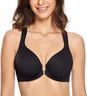 CALVENA Women's Racerback Front Closure Bra Plus Size Full Coverage Underwire Bras