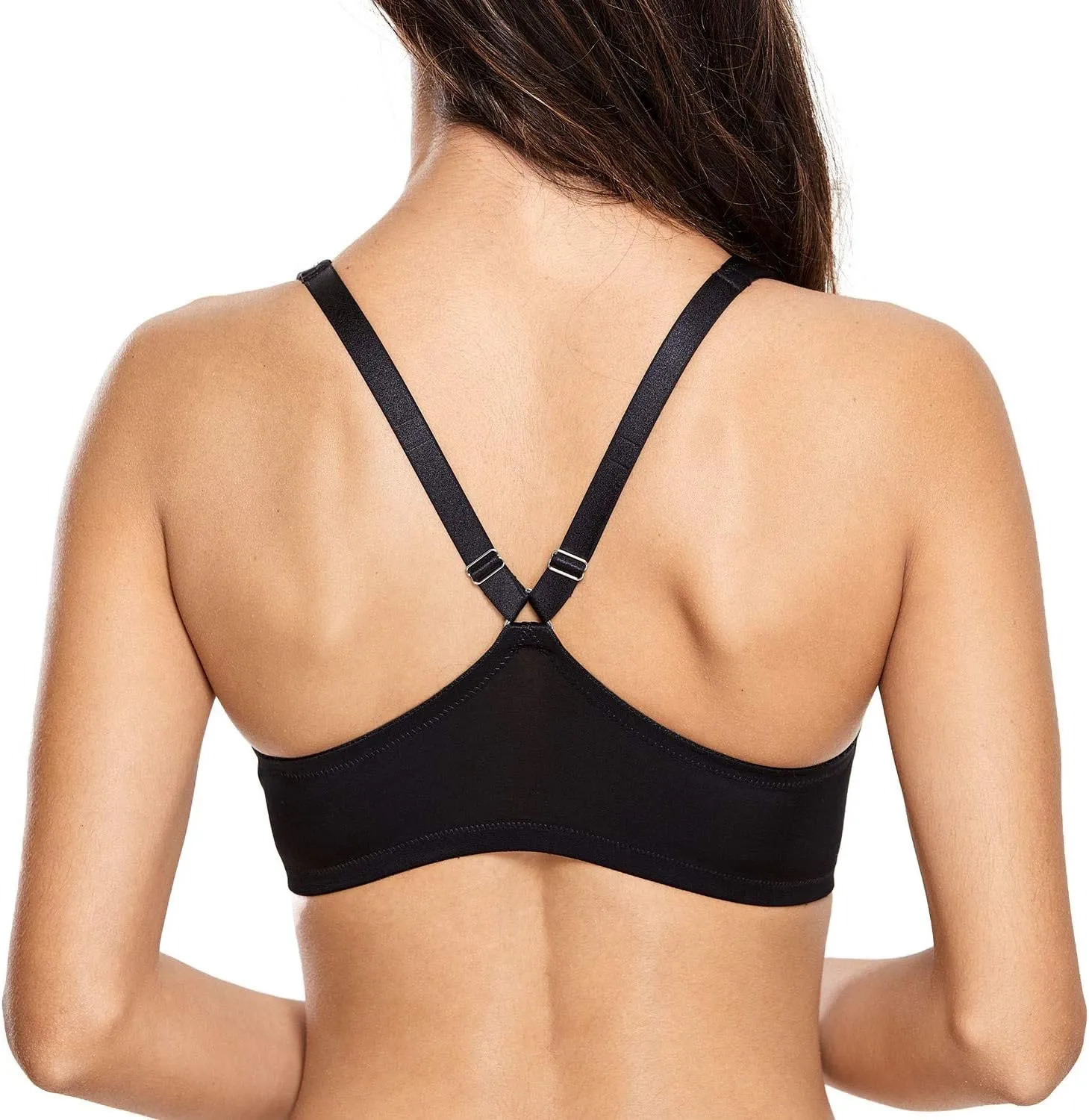 CALVENA Women's Racerback Front Closure Bra Plus Size Full Coverage Underwire Bras